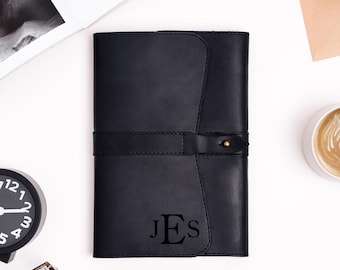Custom Monogrammed Leather Journal for Men | Personalized Travel Notebook, Writing Journal Gift for Him