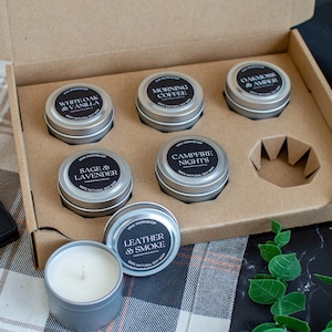 Rustic Retreat Candle Set of 6 - Cozy Home Fragrance Sampler Set - Hand-Poured Soy Wax Candles in 2 oz Tins - Best Seller!
