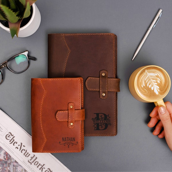 Diario de cuero personalizado para papá: regalo para el Día del Padre, cuaderno de viaje personalizado, diario recargable, regalo para esposo o novio.
