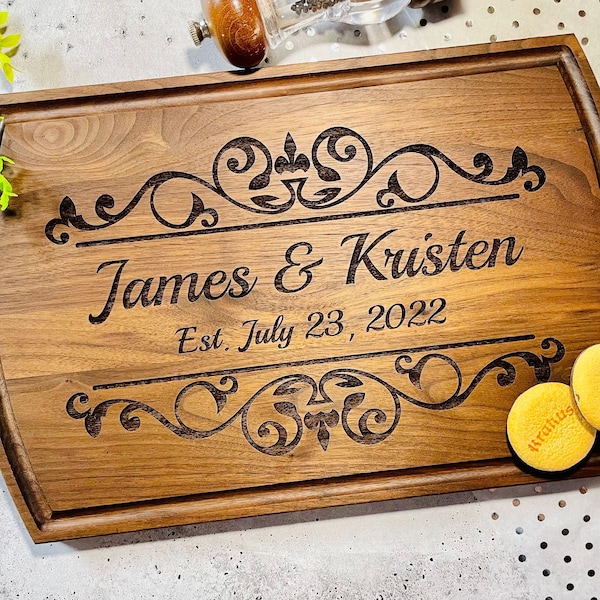 Anniversary Gift Custom Cutting Board, Personalized 5th Anniversary Gift for Her, Gift for Him, 50th anniversary gift