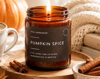 Pumpkin Spice Candle | Fall Soy Candle | Autumn Decor | Thanksgiving Hostess Gift | Halloween Candle | Handmade Soy Wax Candle