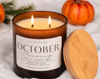 Fall Soy Candle, Cozy Autumn Candle, Luxury Amber Jar Candle, Pumpkin Spice, Coffee, Campfire, Holiday Gift, Home Fragrance