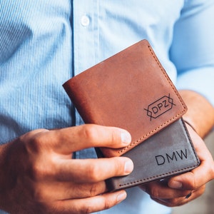 Cartera personalizada / regalo de cuero para él, carteras para hombre grabadas, regalo del tercer aniversario de boda para el marido, carteras personalizadas para hombres