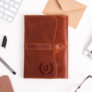 Personalized Leather Journal Cover – Refillable A5 Custom Journal, Anniversary Gift for Him, Leather Travel Notebook, Journal for Men