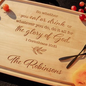 CHRISTIAN HOME GIFTS | Personalized Christian Cutting Board with Bible Verse | Christian Decor, Catholic Scripture Cutting Boards