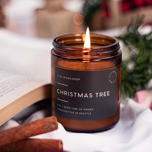 Christmas Candle | Holiday Soy Candle | Winter Scented Candles: Christmas Tree, Peppermint, Gingerbread | Clean Non-Toxic Host Gift image 2