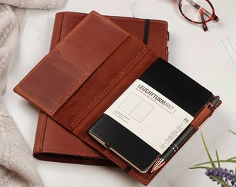 Leuchtturm1917 Leather Journal Cover, A5 Notebook Cover, Handmade Refillable Leather Notebook, New Job Gift