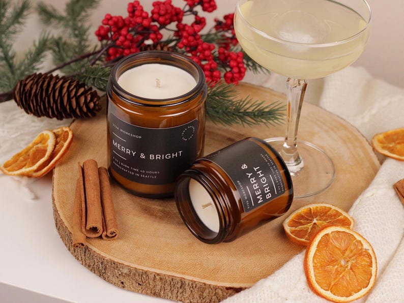 Christmas Candle | Holiday Soy Candle | Winter Scented Candles: Christmas Tree, Peppermint, Gingerbread | Clean Non-Toxic Host Gift image 13