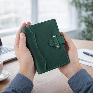 Cuaderno de cuero personalizado / Diario recargable para planificar y alcanzar objetivos diarios / Diario de cuero grabado a mano A6 Emerald
