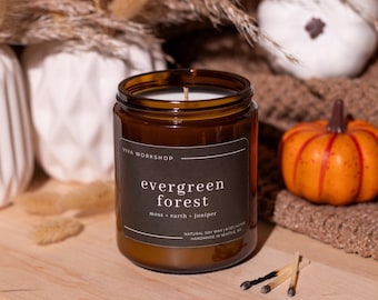 Evergreen Forest Soy Wax Candle | Handcrafted Natural Candle | Fresh Pine & Cedarwood Eco Friendly Candle | Birthday Gift