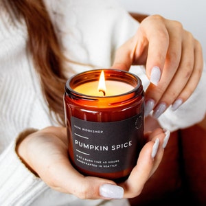 Fall Scented Candles | Pumpkin Spice Candles, Soy Wax Candle, Pumpkin Soy Candle With Essential Oil, Autumn Candles, Halloween Décor