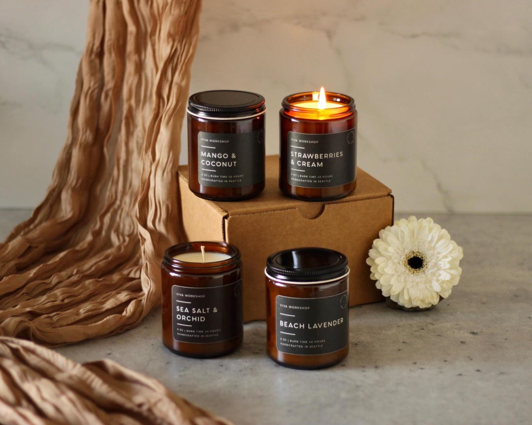 Spring Floral Soy Candle in Amber Jar | Handmade Scented Candle Home ...