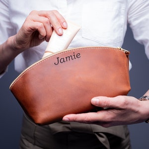 Leather Anniversary Gift | 3rd Anniversary Gift, 5-Year Gift For Him, Meaningful Gift For Husband, Leather Toiletry Bag
