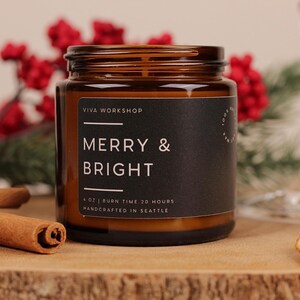 Christmas Candle | Holiday Soy Candle | Winter Scented Candles: Christmas Tree, Peppermint, Gingerbread | Clean Non-Toxic Host Gift image 10
