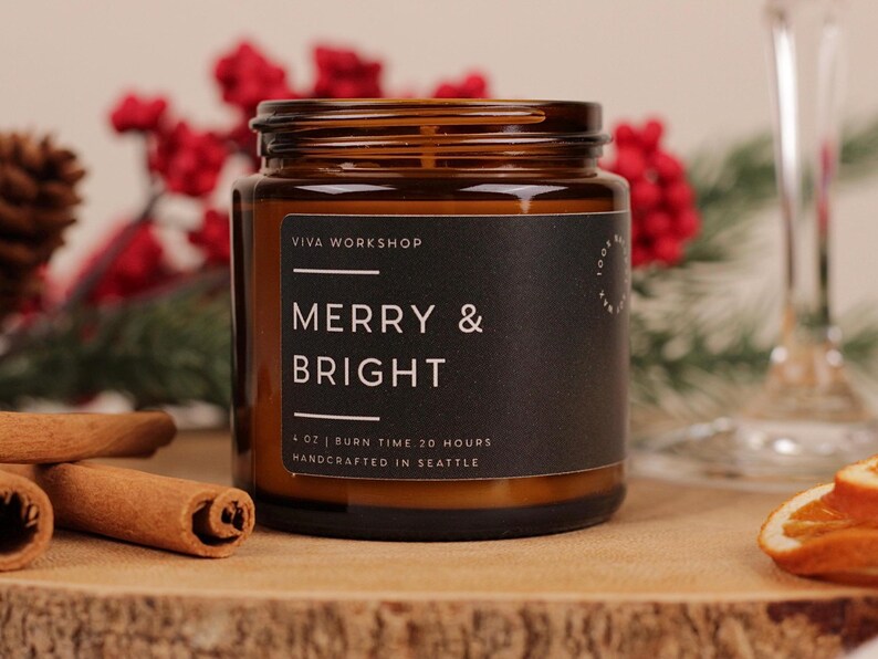 Christmas Candle | Holiday Soy Candle | Winter Scented Candles: Christmas Tree, Peppermint, Gingerbread | Clean Non-Toxic Host Gift image 10