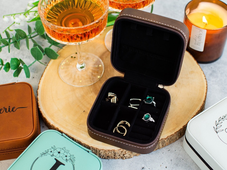Custom name jewelry box, an ideal personalized gift and travel accessory for her precious jewelry.