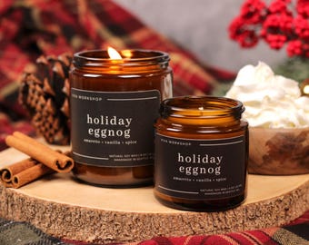 Vela de soja con aroma navideño de ponche de huevo / Fragancia festiva de ponche de huevo / Decoración invernal para el hogar / Vela de cera de soja