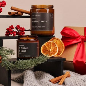 Christmas Candle | Holiday Soy Candle | Winter Scented Candles: Christmas Tree, Peppermint, Gingerbread | Clean Non-Toxic Host Gift image 12
