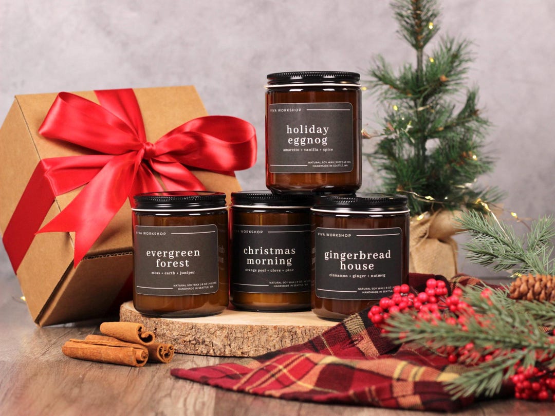 Holiday Candle Gift Set | Christmas Soy Candles | Cozy Winter Scents in ...
