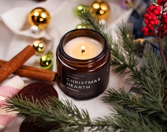 Holiday Soy Wax Candle | Christmas Hearth Scent | Warm Fireplace Candle Gift