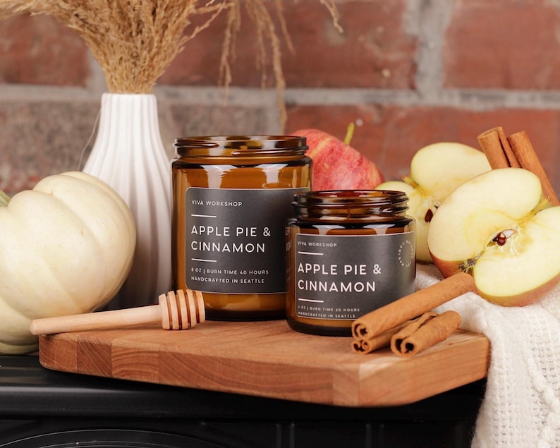 Fall Soy Candle | Pumpkin Spice Candle, Apple Pie Candle, Campfire Candle, Autumn Candle, Fall Home Decor, Thanksgiving Gift, Cozy Fall Gift zdjęcie 9