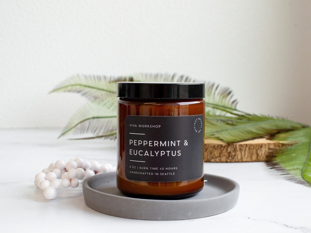 Peppermint & Eucalyptus Candle Refreshing Scented Candle Gift for Her