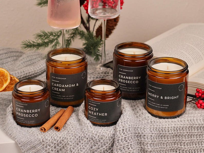 Christmas Candle | Holiday Soy Candle | Winter Scented Candles: Christmas Tree, Peppermint, Gingerbread | Clean Non-Toxic Host Gift image 3