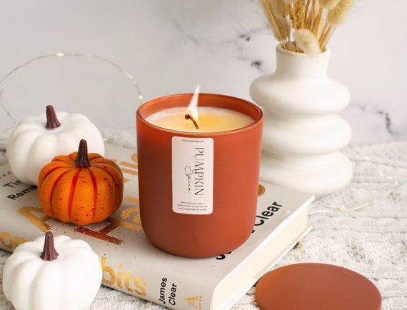 Pumpkin Spice Candle | Fall Scented Soy Wax Candle in Matte Jar, 9 oz, Autumn Candle Home Decor, Thanksgiving Gift, Fall Candle Host Gift