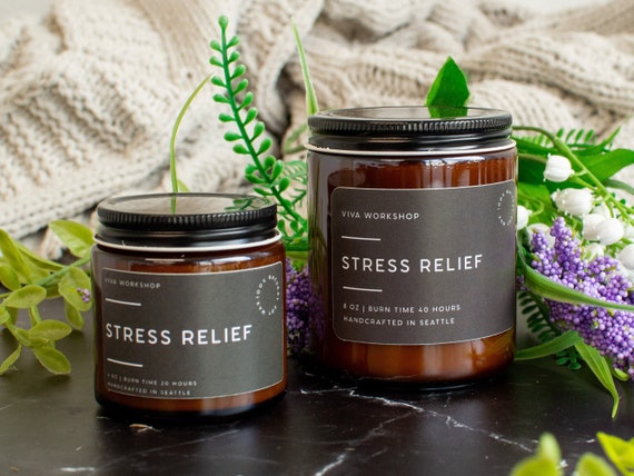 Stress Relief Soy Candle | Aromatherapy Gift for Her, Self Care & Birthday Candle