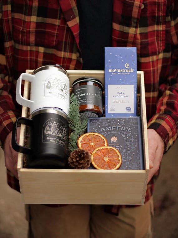 Retirement Gift for Camper – Camping Gift Basket, Travel Gift Box for Campers, Care Package for Retirement, Outdoor Adventure Gift Set