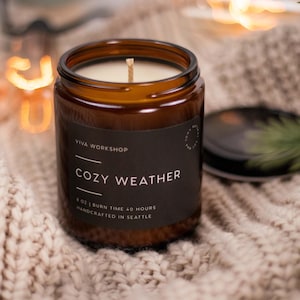 Cozy Weather Soy Candle – Handmade Autumn Candle | Spiced Apple & Pine | Warm Gift for Her or Him | Fall Holiday Vibes
