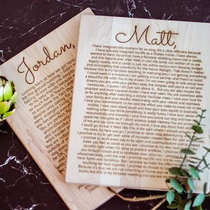 Personalized Wood Wedding Vows Set of 2 - Modern Wall Décor Wooden Signs - 5th Anniversary Gift Custom Wall Décor