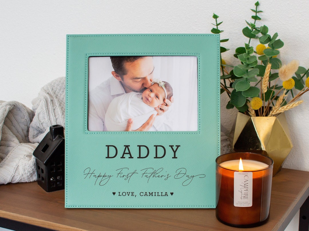 Personalized Leather Photo Frame for Dad | Engraved Father's Day Gift ...