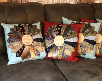 Dresdan Pillow made from Ties (w/ PILLOW INSERT)