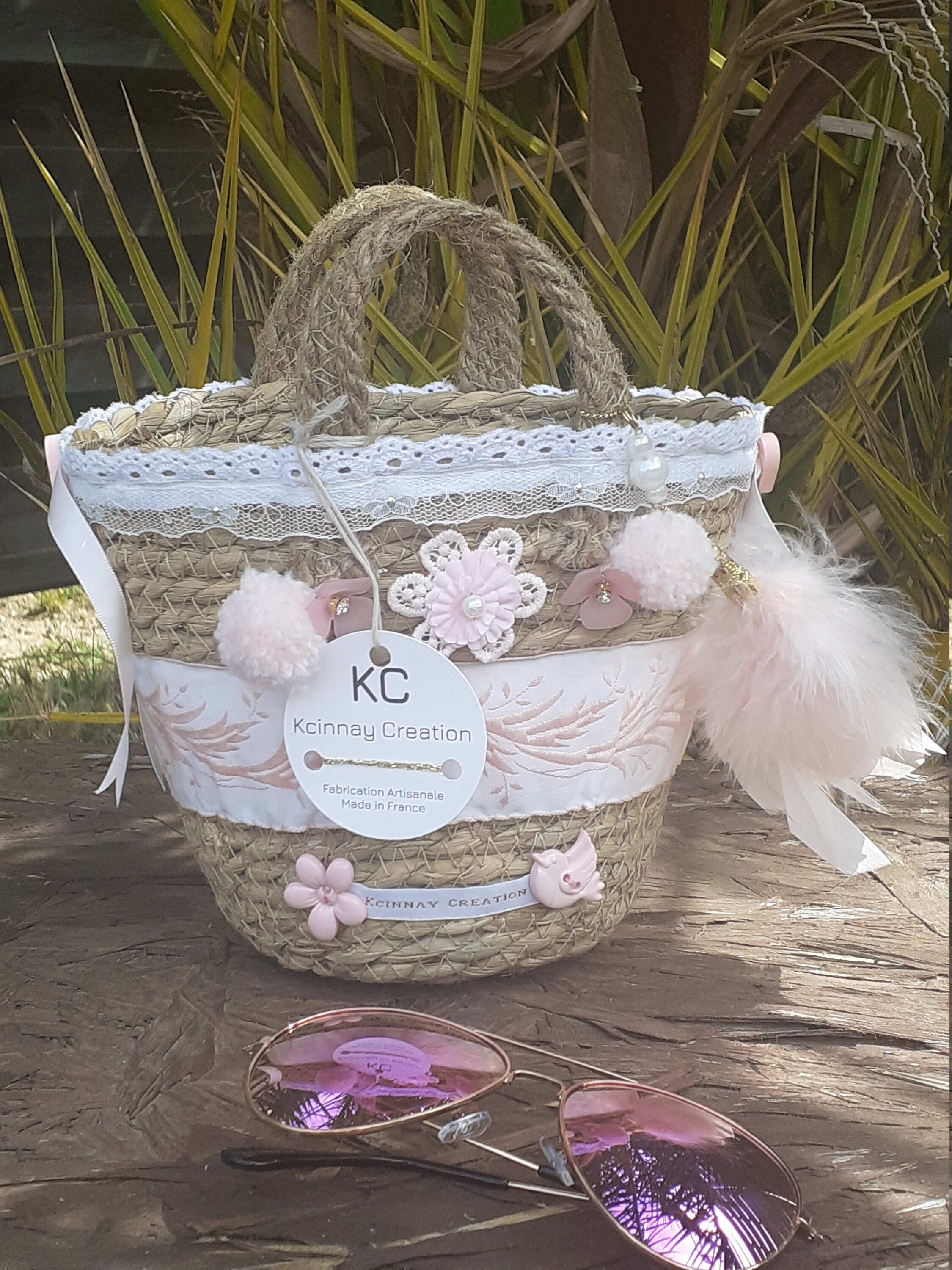 Petit Panier Thème Rose Shabby. Ref Kc111