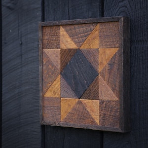 Midnight Star Handmade Wooden Stained Barn Quilt Wall Hanging | Reclaimed Hemlock Barn Wood