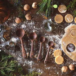 Handmade Black Walnut Wooden Measuring Spoon Set