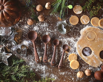 Handmade Black Walnut Wooden Measuring Spoon Set