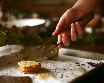 Handmade Black Walnut Wooden Toast And Cookie Tongs