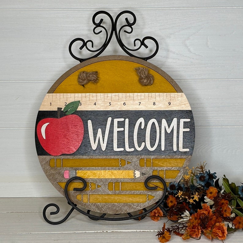 Welcom Ruler Welcome - Apple Pencil Ruler 3D Door Hanger, for Wreath Hanger, Home ...