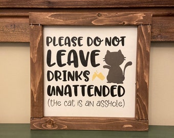 Farmhouse decor, farmhouse sign, wood sign, wall decor, wall sign, cats, cat, cat sign, square sign, animal sign, pet, funny, rustic