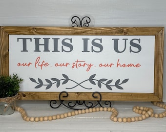 This Is Us Farmhouse Sign | Rustic Wood Framed Wall Decor