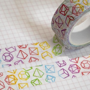 Rainbow Dice  Washi Tape - Stationery Tape - Cute Stationery - Nerdy Stationery - Kawaii - Bullet Journal - Washi Tape - D&D Stationery
