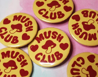 Mush Club - Retro Button - Mushroom - Jacket Accessories - Backpack - Colorful Button