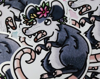 Screaming Oppossum - Laminated Glossy Sticke - Cute Sticker - Rodent Sticker - Possum - Trash Rat