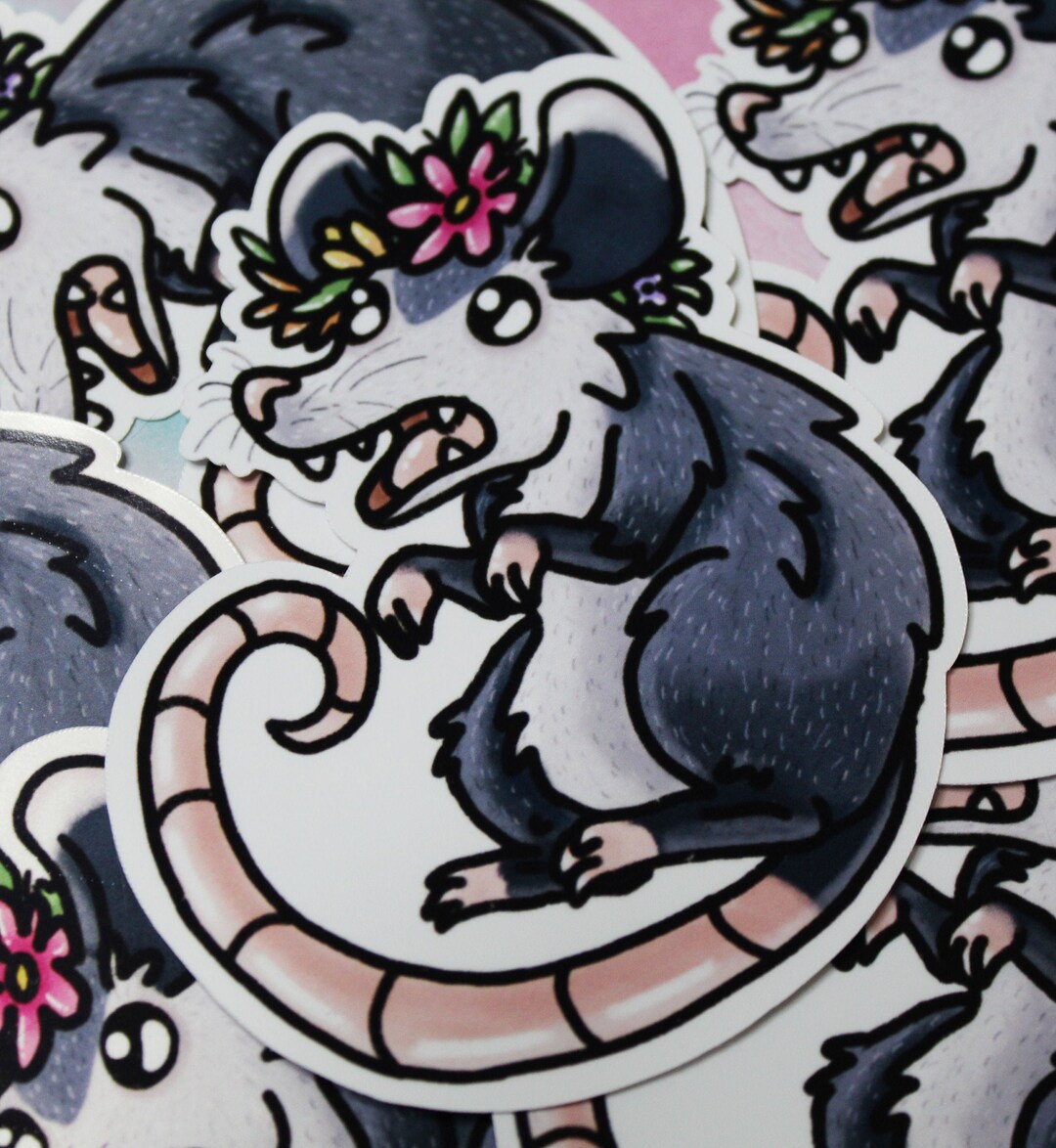 Screaming Oppossum - Laminated Glossy Sticke - Cute Sticker - Rodent ...