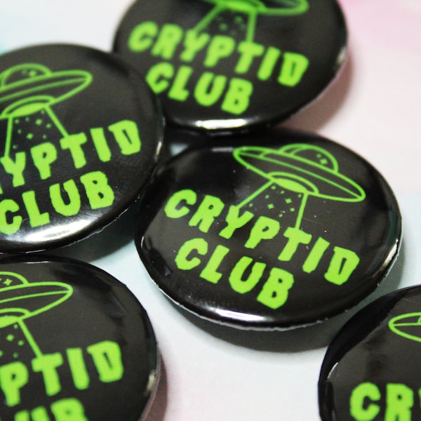 Cryptid Club Buttons - Cryptozoology Button - Cryptid Button - UFO Button - Bag Accessories