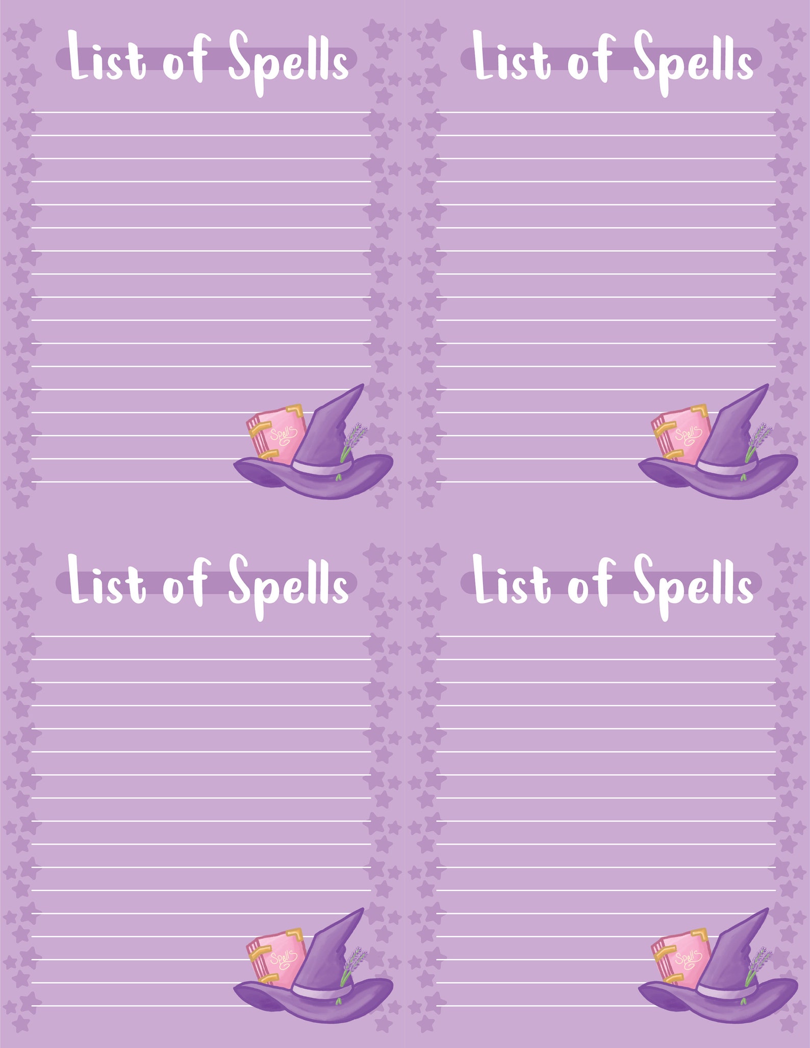 Spell List Notepad Digital Download Digital Stationary Etsy