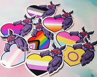Mothman Pride Stickers- Cute Cryptid Weatherproof Glossy Sticker - Cryptid Sticker - Die Cut Sticker