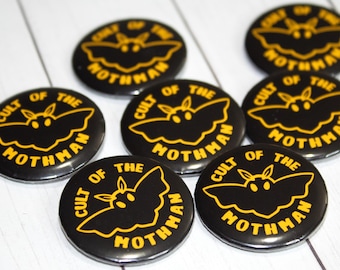 Cult of the Mothman Button - Cryptids - Jacket Accessories - Backpack - Colorful Button